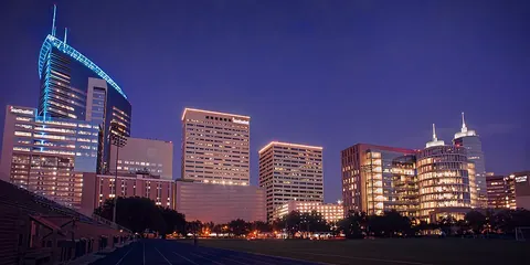 Texas Medical Center skyline in Houston at dusk